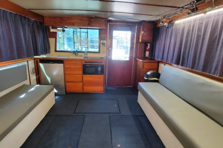 a bedroom with a shower curtain