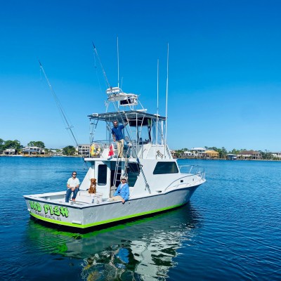 a small boat in a large body of water