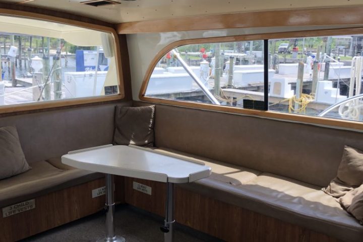 a room with a large window