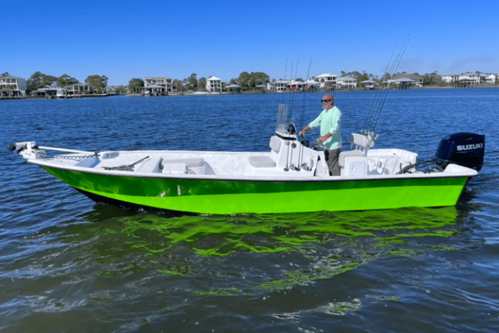a small boat in a body of water