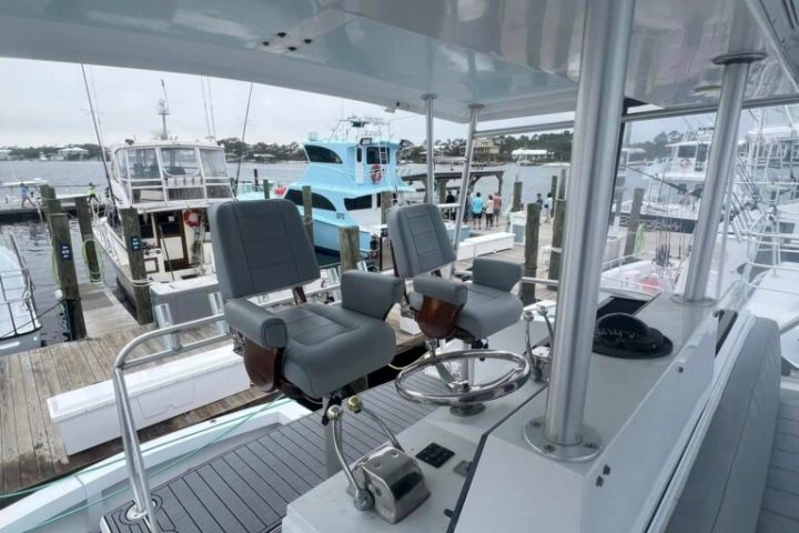 a large boat in a room