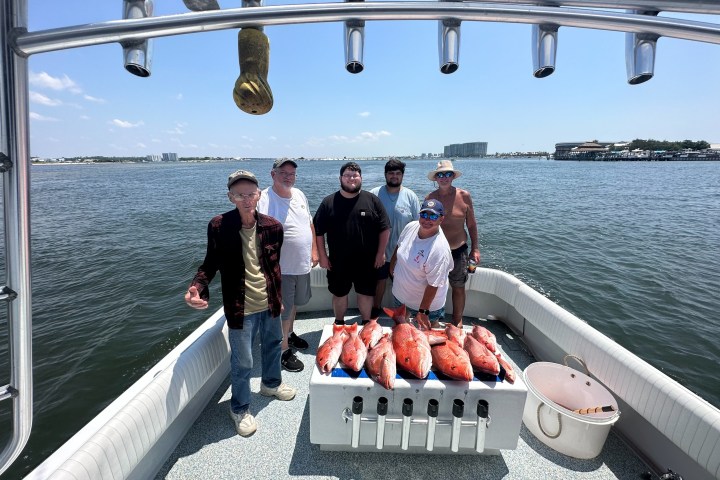 a group of people on a boat in the water