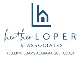 Logo with 'heather LOPER & ASSOCIATES' and 'KELLER WILLIAMS ALABAMA GULF COAST' text, house icon above.