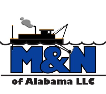 Logo with a boat above blue 'M&N of Alabama LLC' text on white background.