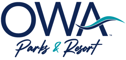 OWA Parks & Resort logo with a wave design.