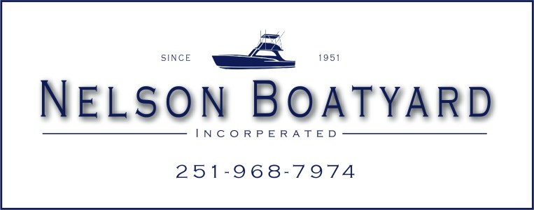 Nelson Boatyard logo with boat graphic and contact number 251-968-7974.